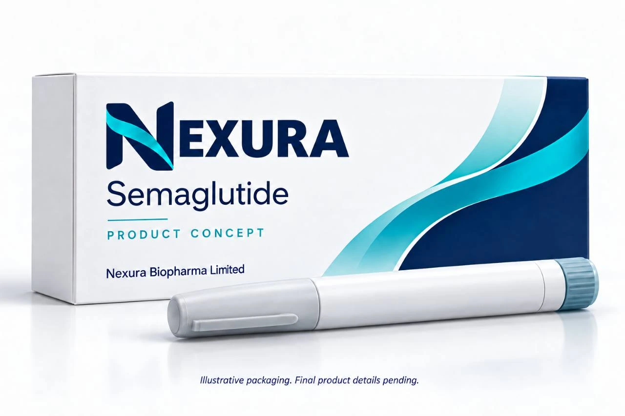 Nexura Semaglutide product concept packaging and pen